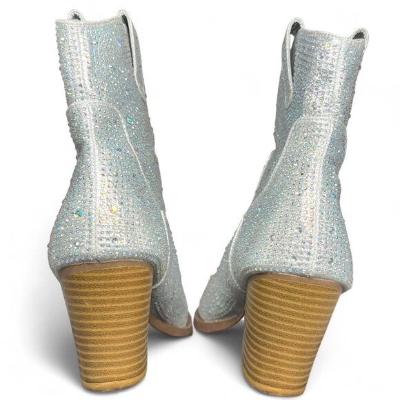 Forever Silver Rhinestone Cowboy Boots | Women’s Size 8 - Picture 7 of 8